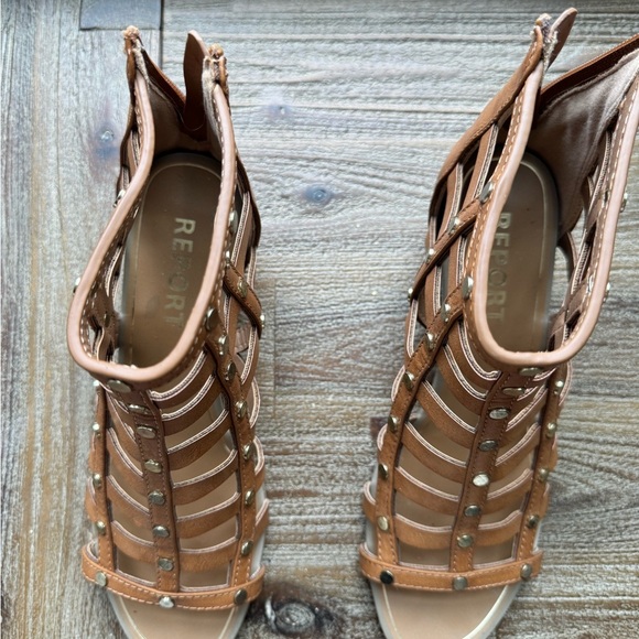 Tan Studded Gladiator Sandals - Picture 4 of 13
